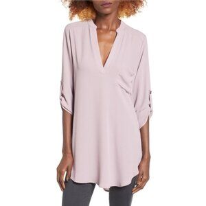 Lush ‘Perfect’ Roll Tab Sleeve Tunic - Blush Pink